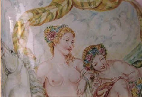 Ceramiche d-Arte di Albisola - Ritratto di Ragazza inserito su vaso
dipinto con scena mitologica a colori (Soggetto a richiesta)